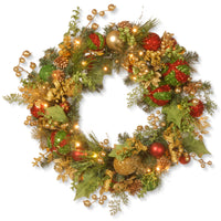 30 in. Pre-Lit Decorated Wreath with LED Lights - National Tree Company