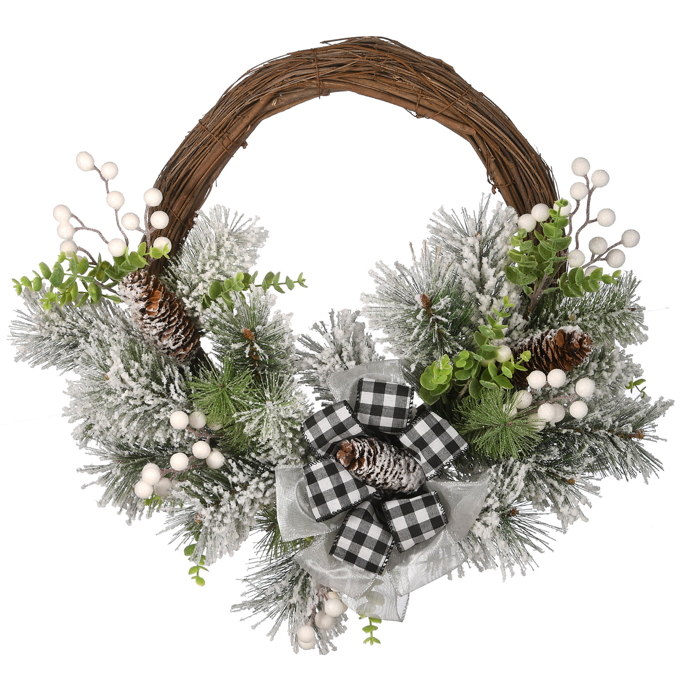 22 in. Snowy Christmas Wreath with Bow - National Tree Company