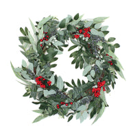 24 in. Christmas Eucalyptus and Berry Wreath - National Tree Company