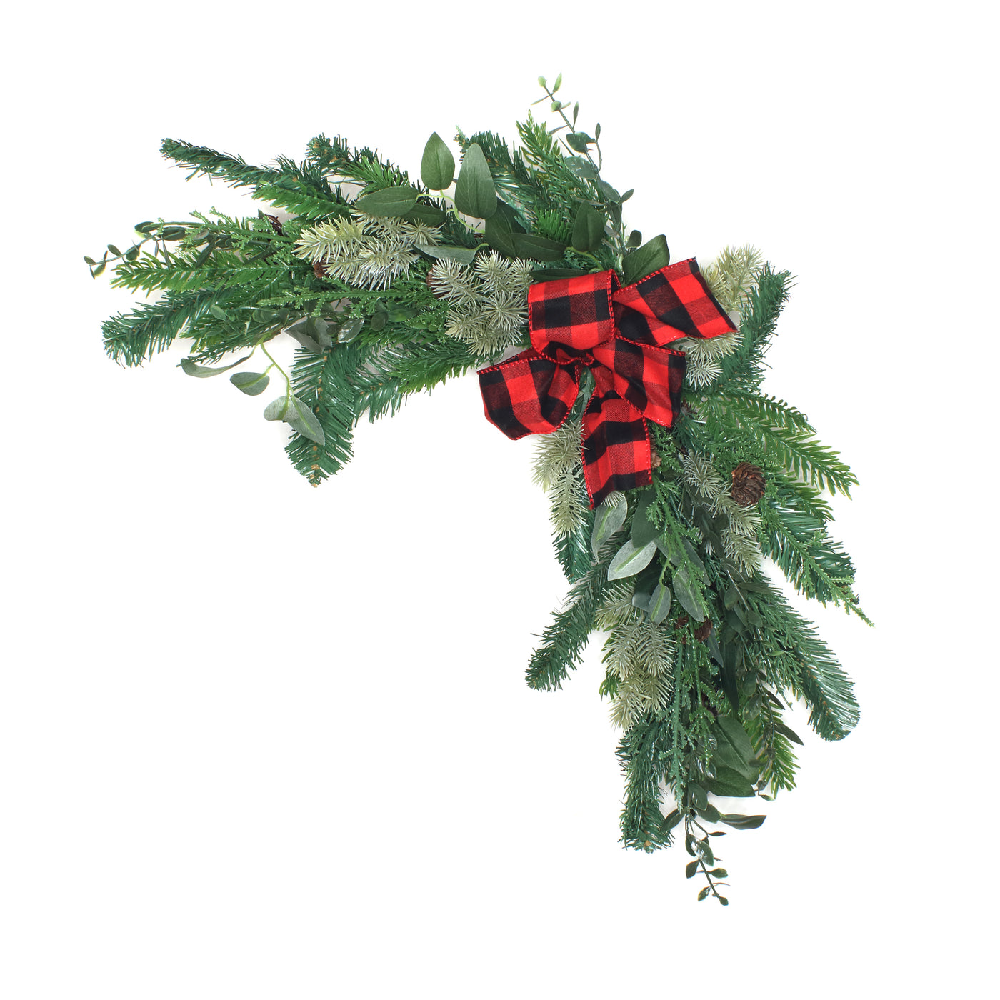 24 in. Mixed Pine and Bow Christmas Corner Swags - National Tree Company