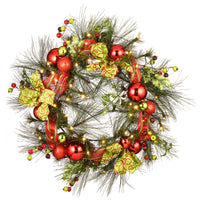 30 in. Pre-Lit Ornament Wreath with LED Lights - National Tree Company