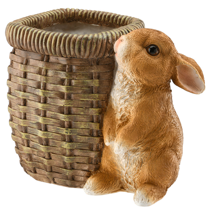 Easter Rabbit Flower Pot Decoration, Brown, Easter Collection, 7 Inches
