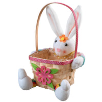 10 in. Woven Easter Basket with Plush White Bunny Doll - National Tree Company