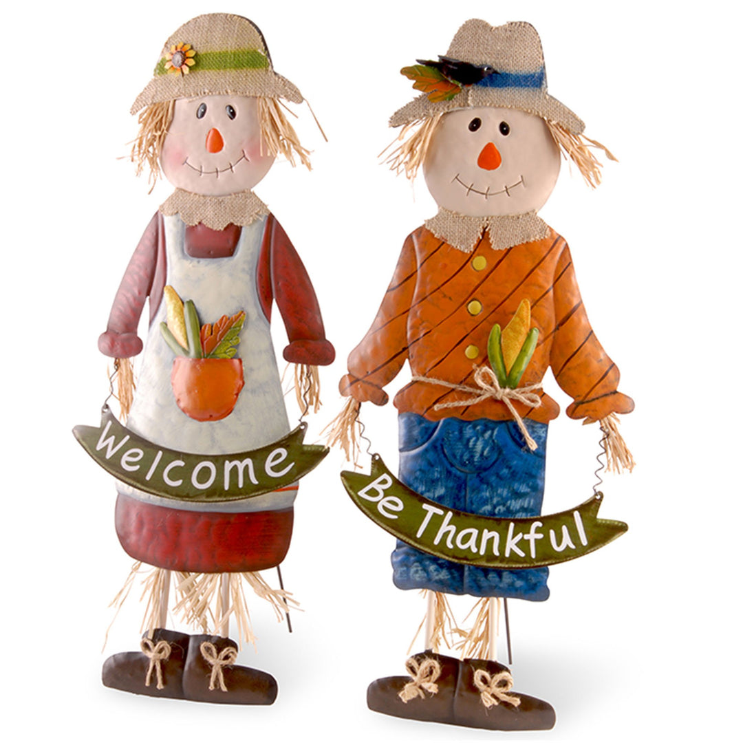 National Tree Company Metal Scarecrow Standing Fall Decoration, Pack of 2, Autumn Collection, 27 in