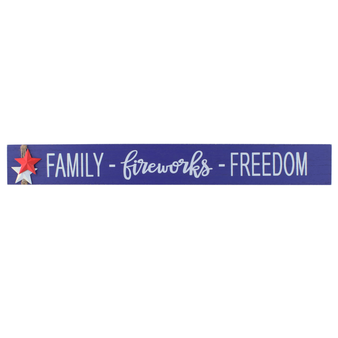 Patriotic Family-Fireworks-Freedom Table Decoration Wood Construction 4th of July Collection 7 Inches