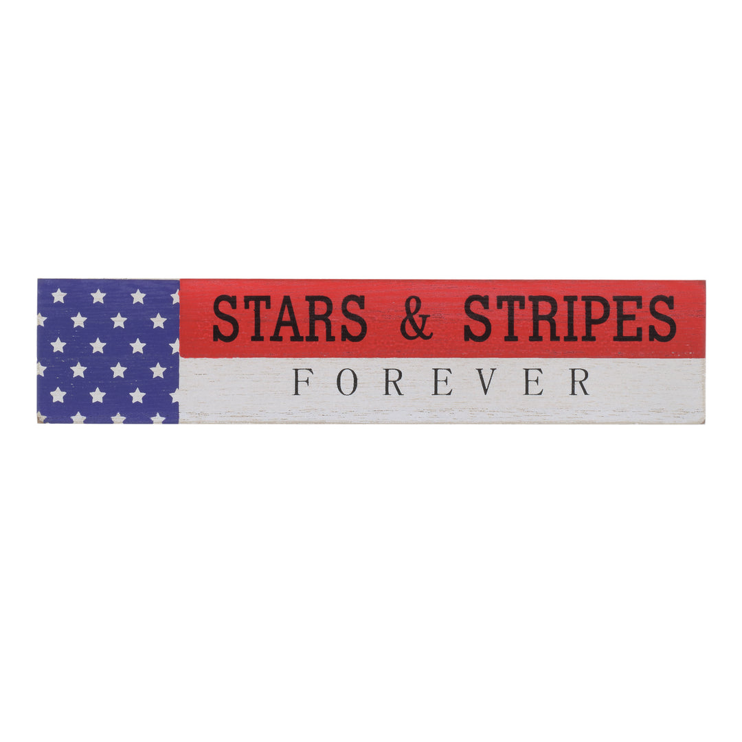 Patriotic Stars & Stripes Forever Table Decoration Wood Construction 4th of July Collection 19 Inches