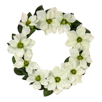 Artificial Spring Wreath, Vine Stem Base, Decorated with White Magnolia Flowers, Dark Green Leaves, Spring Collection, 24 Inches - National Tree Company