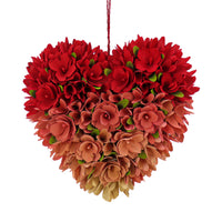 Valentine's Floral Red and Ombre Heart Wreath, Decorated with Flower Blooms, 16 Inches - National Tree Company