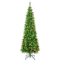 7.5 ft. Pre-Lit Rowan Pencil Slim Tree with Multicolor Lights - National Tree Company