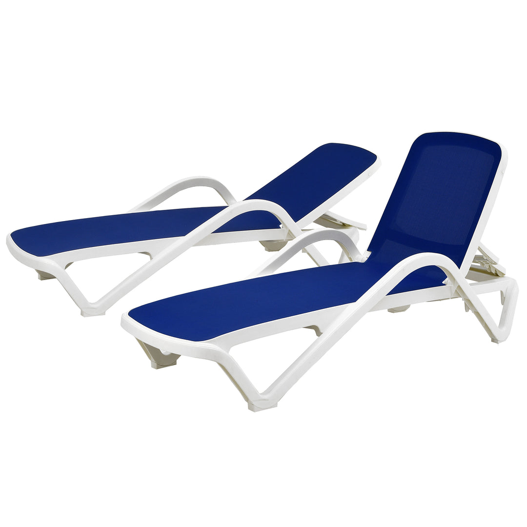 Plymouth Collection All Weather Stackable Sling Chaise Lounge Pair