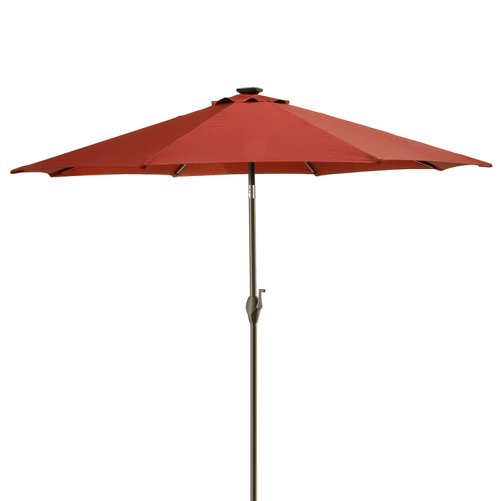 9 ft. Umbrella with Solar Power LED Lights, Red