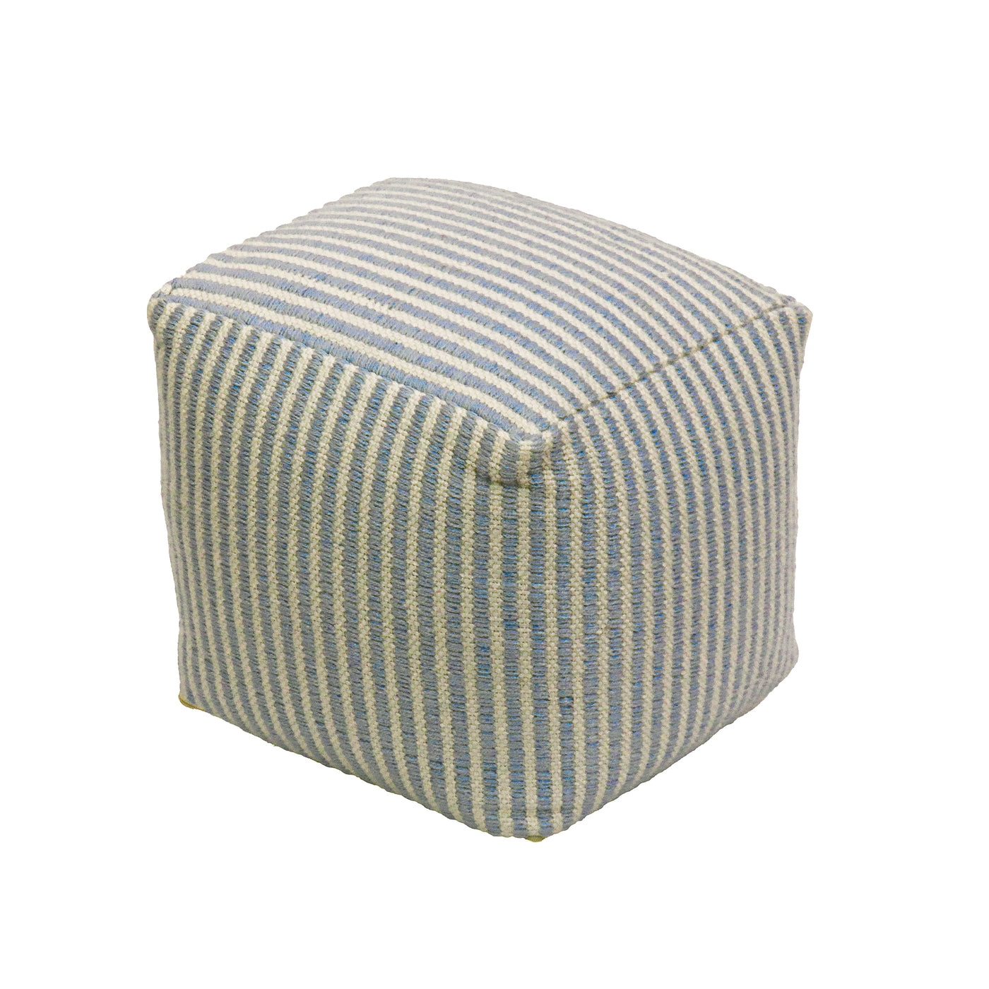 16" Hand Woven Pouf Ottoman, Icy Blue - National Tree Company