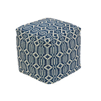 16" Hand Woven Pouf Ottoman, Navy Blue - National Tree Company