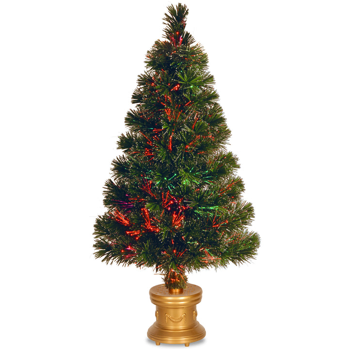 Artificial Christmas Tree, Green, Evergreen, Fiber Optic, Includes Base, 32 Inches