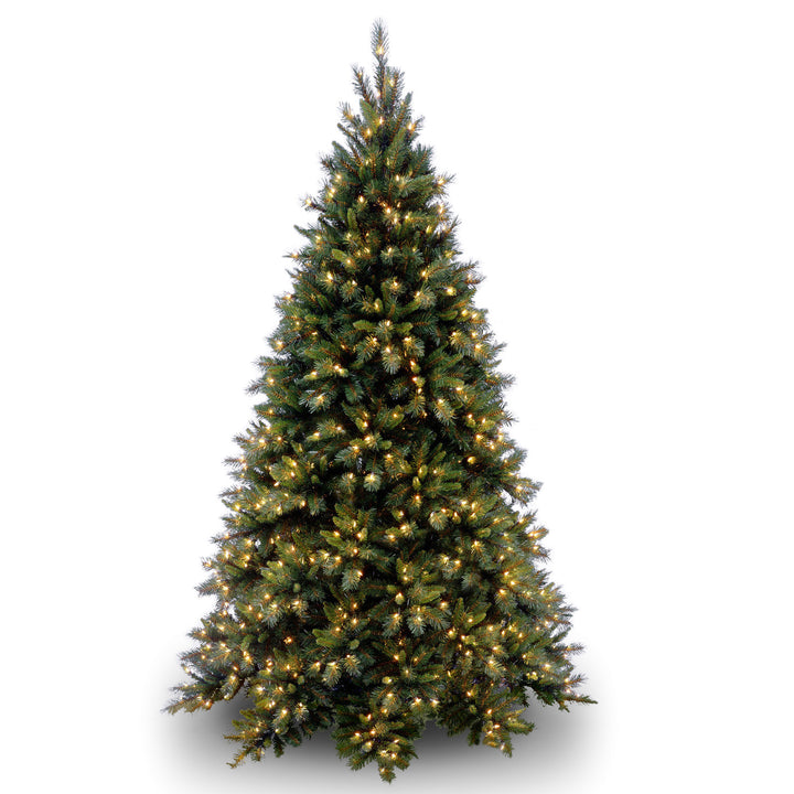 Pre-Lit Artificial Medium Christmas Tree, Green, Tiffany Fir, White Lights, Includes Stand, 9 Feet