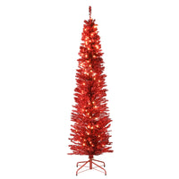 6 ft. Pre-Lit Tinsel Collection Red Tree with Clear Lights - National Tree Company