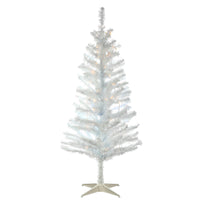 4 ft. Pre-Lit Tinsel Collection White Iridescent Tree with Clear Lights - National Tree Company