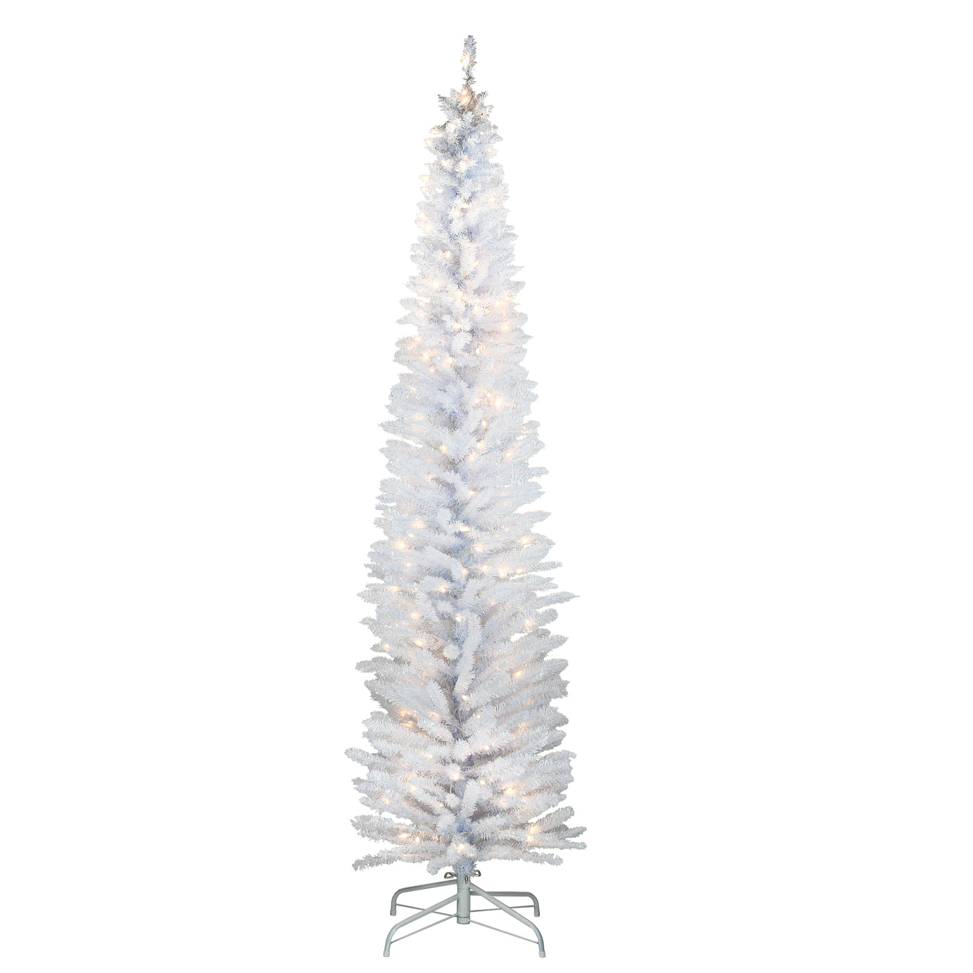 7 ft. Pre-Lit Tinsel Collection White Iridescent Tree with Clear Lights - National Tree Company