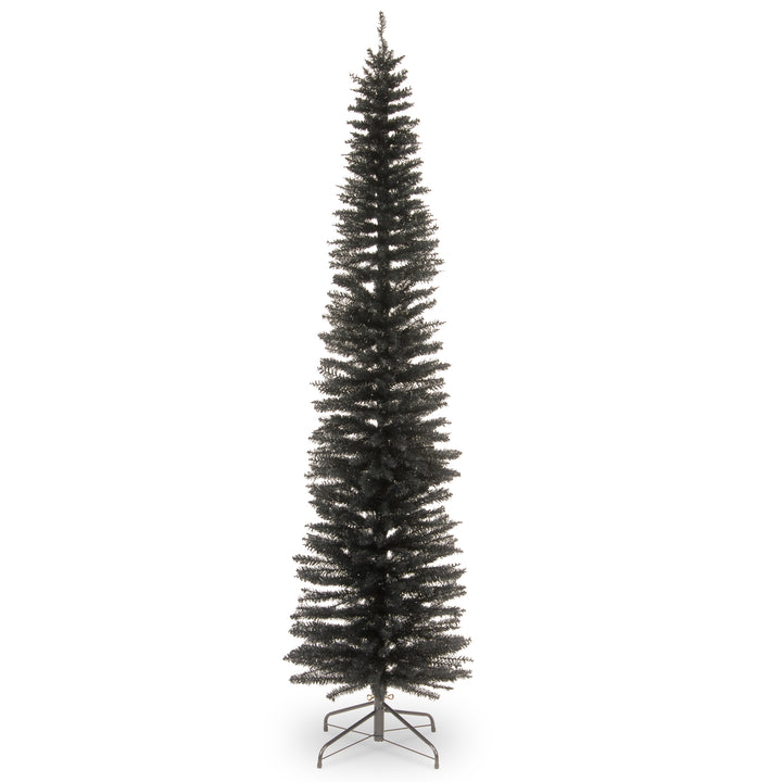 Artificial Christmas Tree, Black Tinsel, Includes Stand, 7 feet