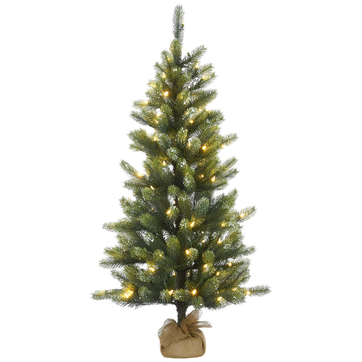 Pre-Lit Artificial Christmas Tree, Trinity Spruce, with Warm White LED Lights, Plug in, 4.5 ft