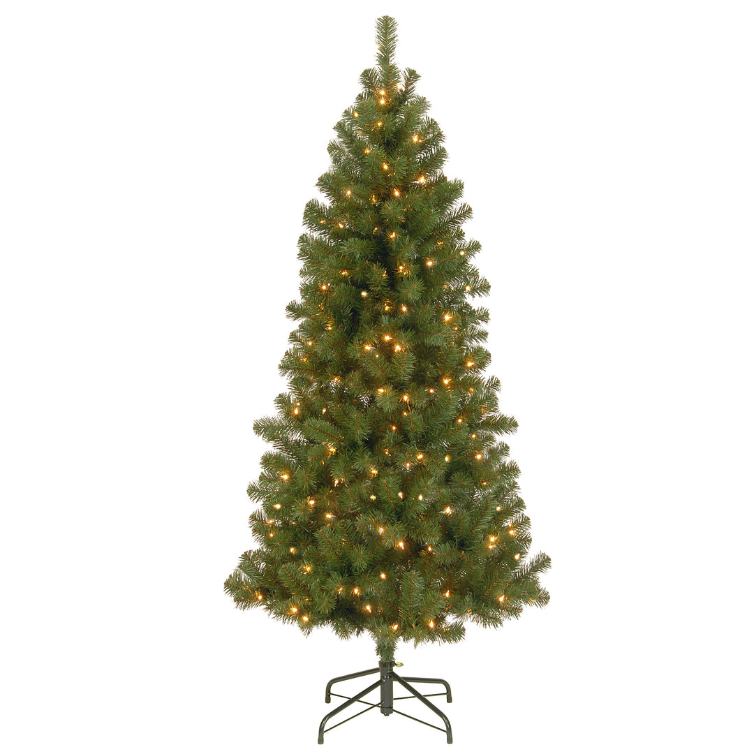 Pre-Lit Artificial Full Christmas Tree, Green, Canadian Fir Grande, White Lights, Includes Stand, 7 Feet
