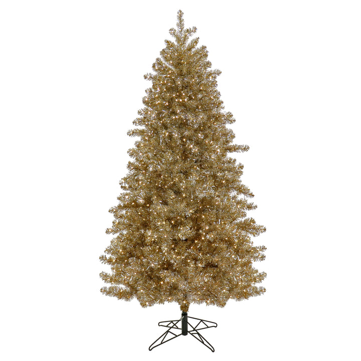 National Tree Company, Pre-Lit Artificial Platinum Metallic Christmas Tree, with Warm White Rice LED Lights, Plug in, 7.5 ft