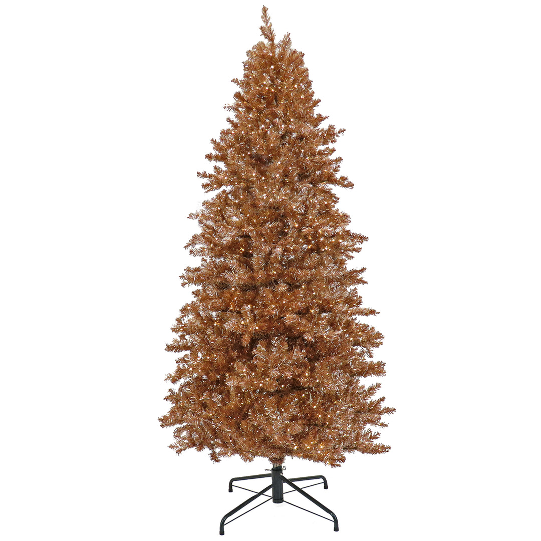 Pre-Lit Artificial Rose Gold Christmas Tree, with Warm White LED Lights, Plug in, 10 ft