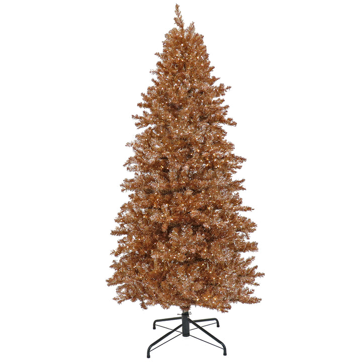 Pre-Lit Artificial Rose Gold Christmas Tree, with Warm White LED Lights, Plug in, 9 ft