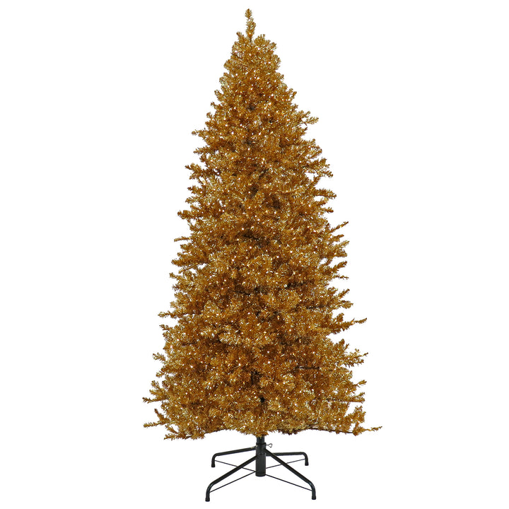 Pre-Lit Artificial Gold Christmas Tree, with Warm White LED Lights, Plug in, 10 ft