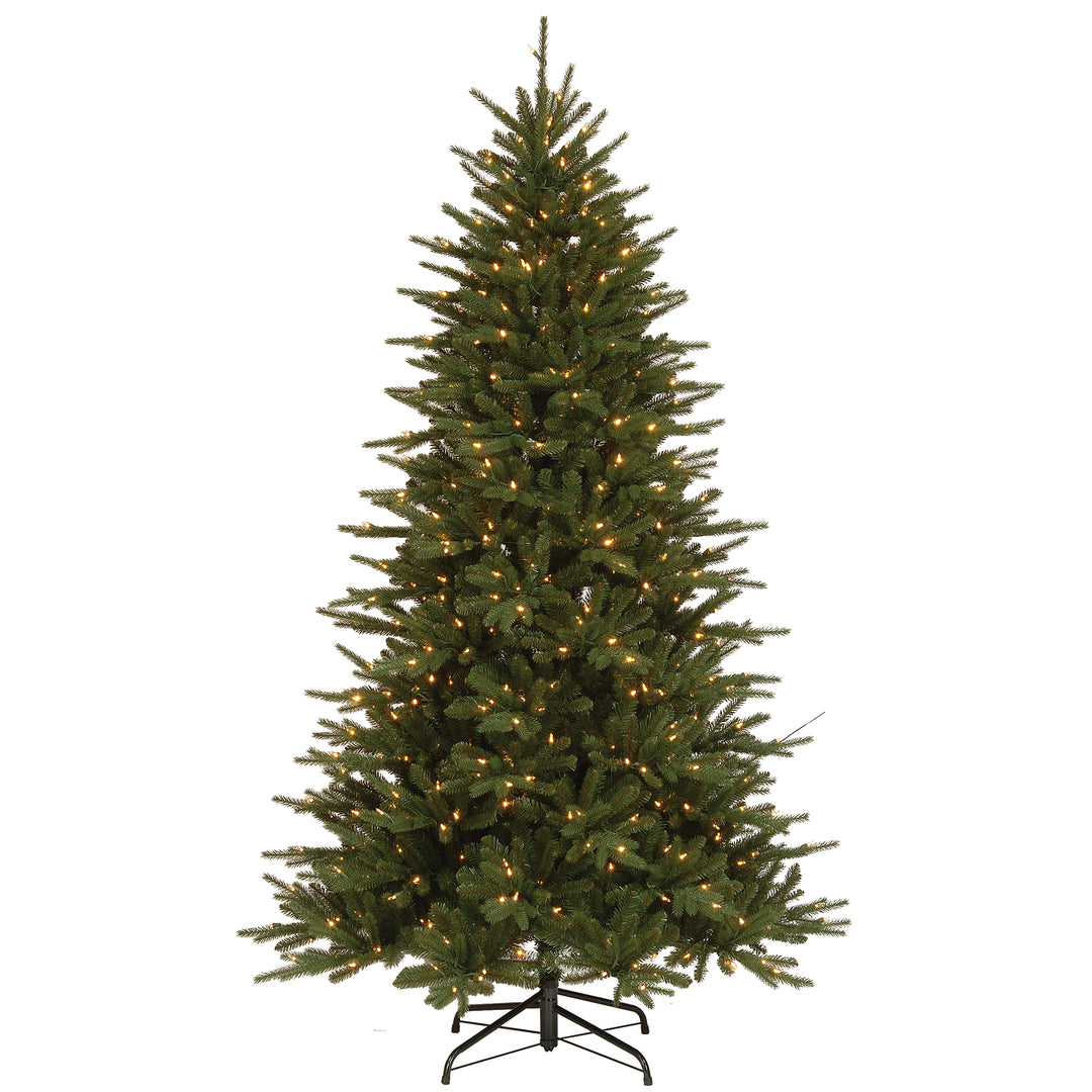 Pre-Lit 'Feel Real' Artificial Christmas Tree, Easton Spruce, Green, Dual Color LED Lights, Includes Stand, 7.5 Feet
