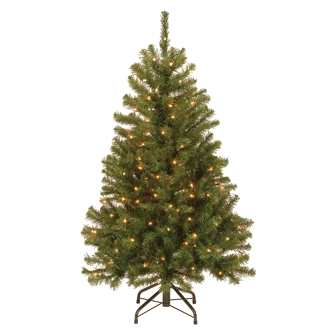 Pre-Lit Artificial Full Christmas Tree, Green, North Valley Spruce, White Lights, Includes Stand, 4.5 Feet