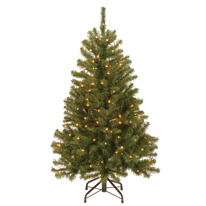 Pre-Lit Artificial Full Christmas Tree, Green, North Valley Spruce, White Lights, Includes Stand, 4.5 Feet