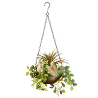 9 in Spring Hanging Basket with Green Leaf Plants, Vines in a Brown Pot - National Tree Company