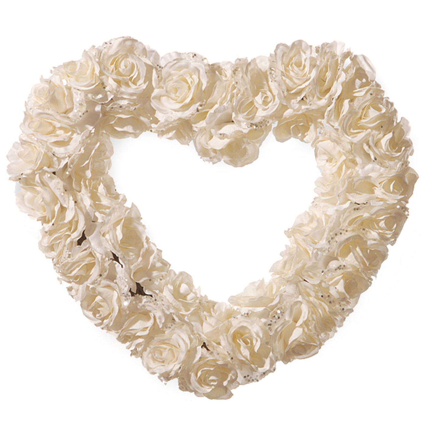 20 in. Valentine's Floral Heart White Roses Wreath - National Tree Company