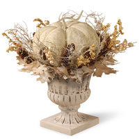 18 in. Fall Pumpkin Urn with Pinecones, Berry Clusters, Branches - National Tree Company