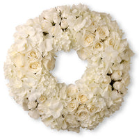 18 in. Valentine's White Roses and Hydrangea Blooms Floral Wreath - National Tree Company