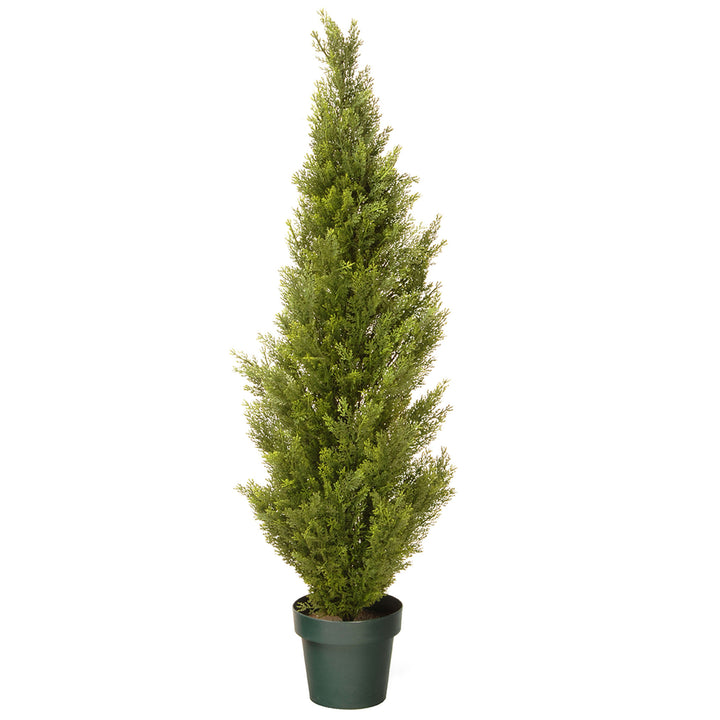 Artificial Tall Potted Shrub, Arborvitae, Green, Includes Dark Green Pot Base, Outdoor Collection, 48 Inches
