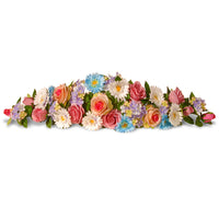 33 in. Spring Blue & Pink Swag Rose, Gerbera & Hyrangea Flowers Swag - National Tree Company