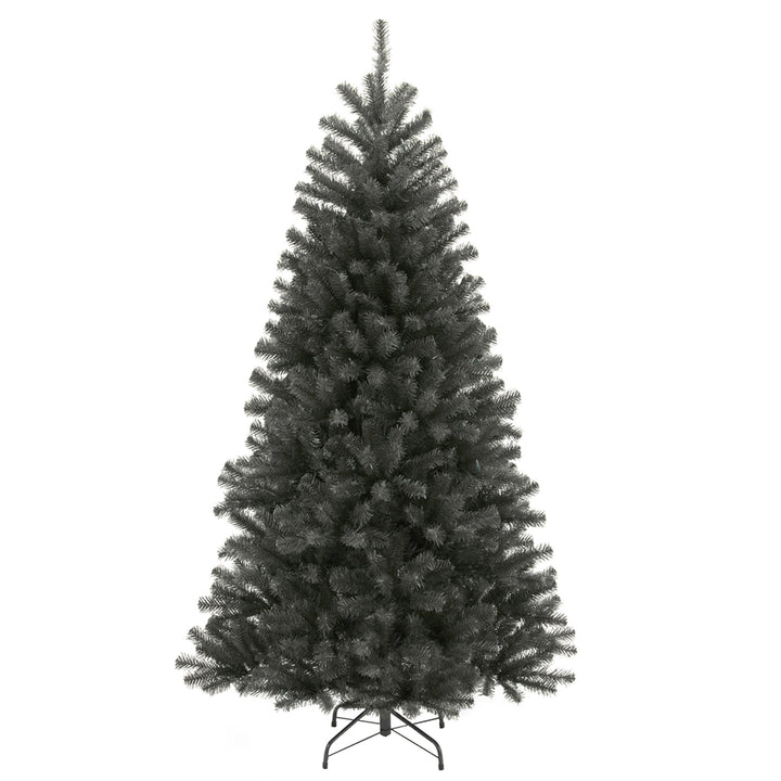Artificial Full Christmas Tree, Black, North Valley Spruce, Includes Stand, 7 Feet