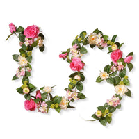 6 ft. Spring Garland with Roses, Hydrangeas, Berry Clusters, Leafy Greens - National Tree Company