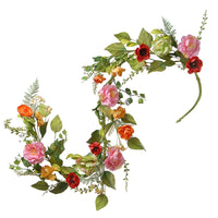 5 ft. Spring Garland with Assorted Flower Blooms, Stems, Leafy Greens - National Tree Company