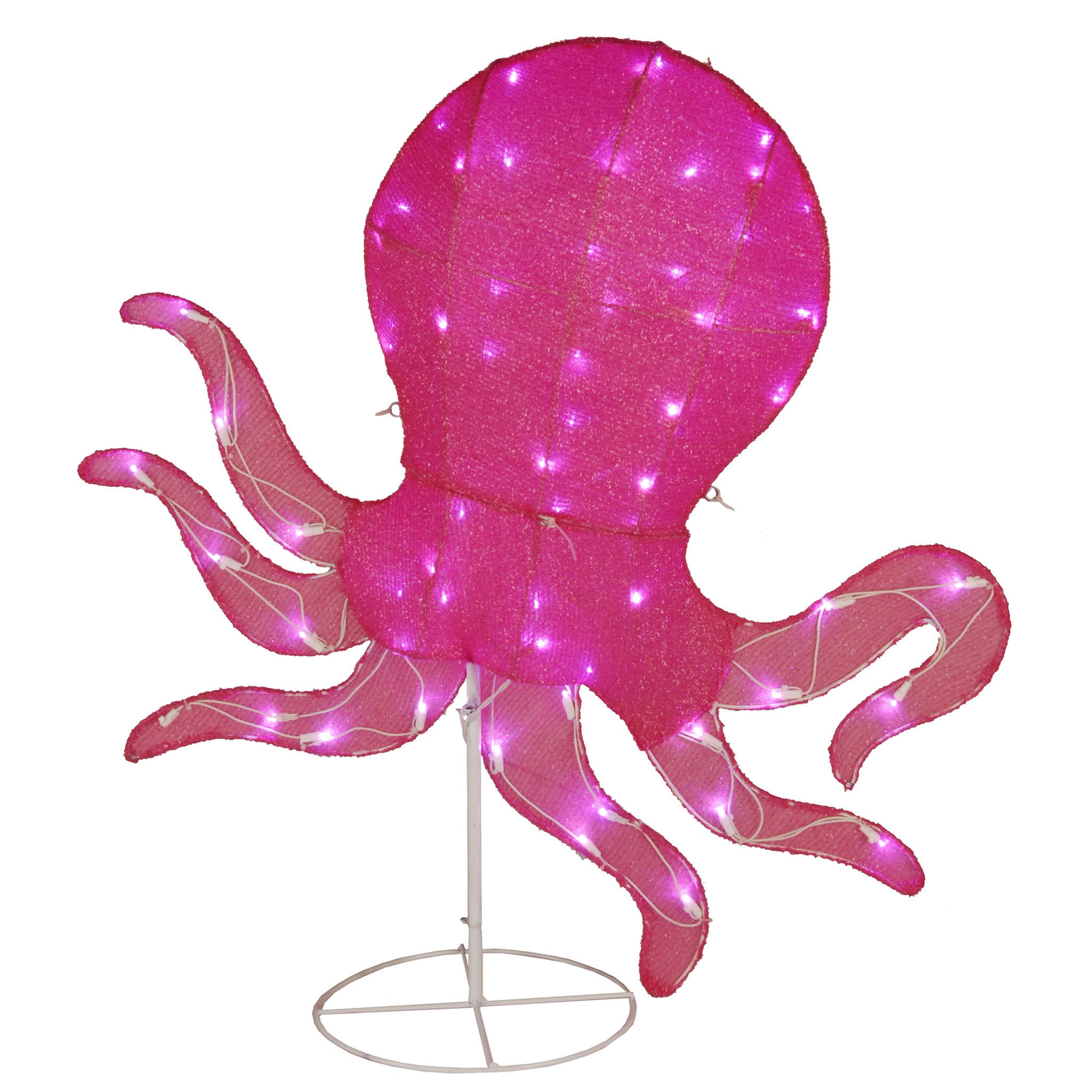 National Tree Company Pre-Lit Purple Smiling Octopus Outdoor Decoration, LED Lights, Plug In, Spring Collection, 36 Inches