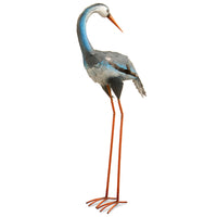 39 in. Spring Resting Blue, Gray and White Crane Metal Lawn Decoration - National Tree Company