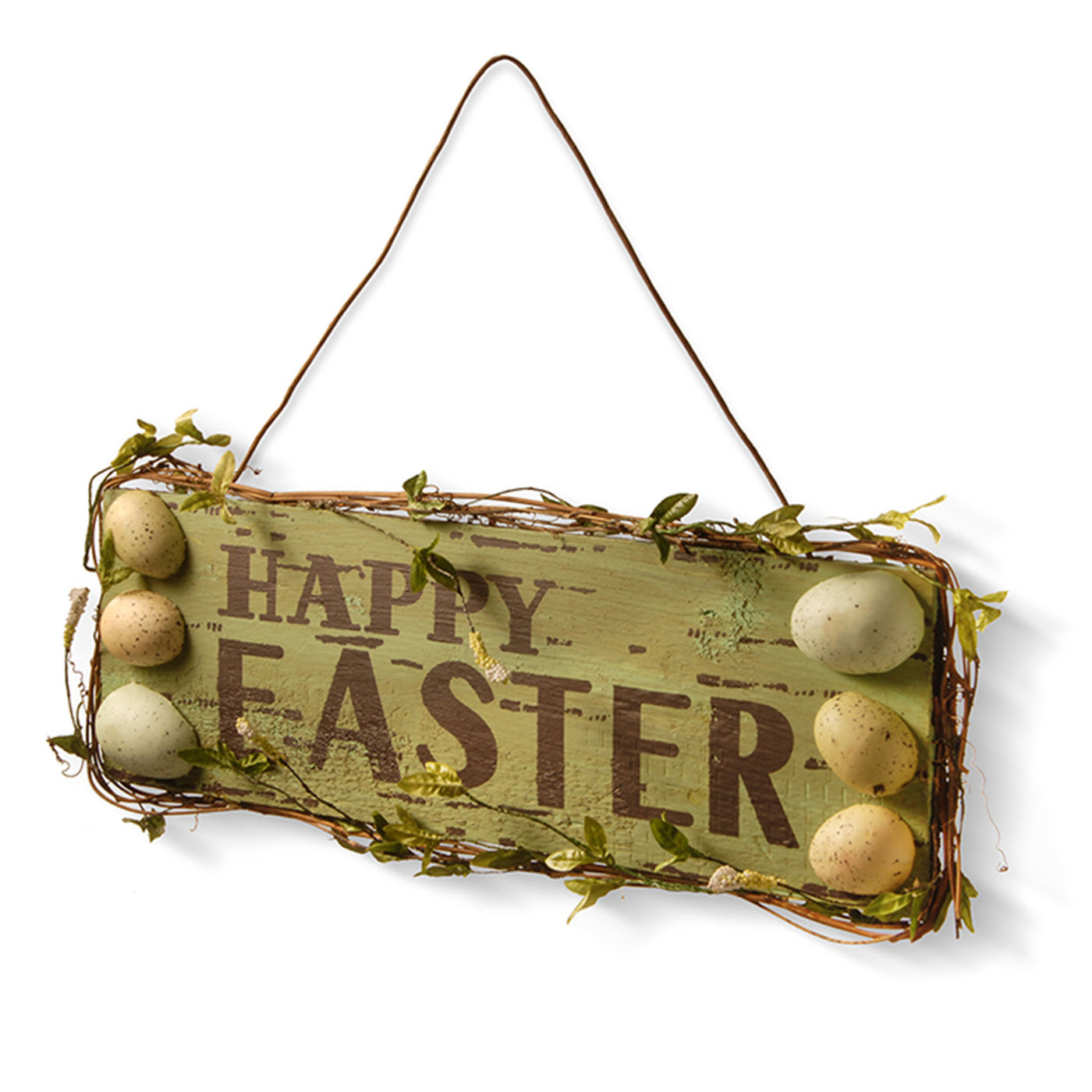 21 in. 'HAPPY EASTER' Hanging Wall Sign Decorated with Pastel Eggs - National Tree Company