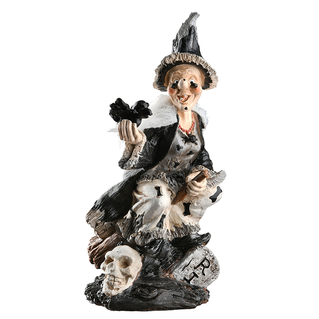 Halloween Spooky Witch on a Broom Decoration, 10 in