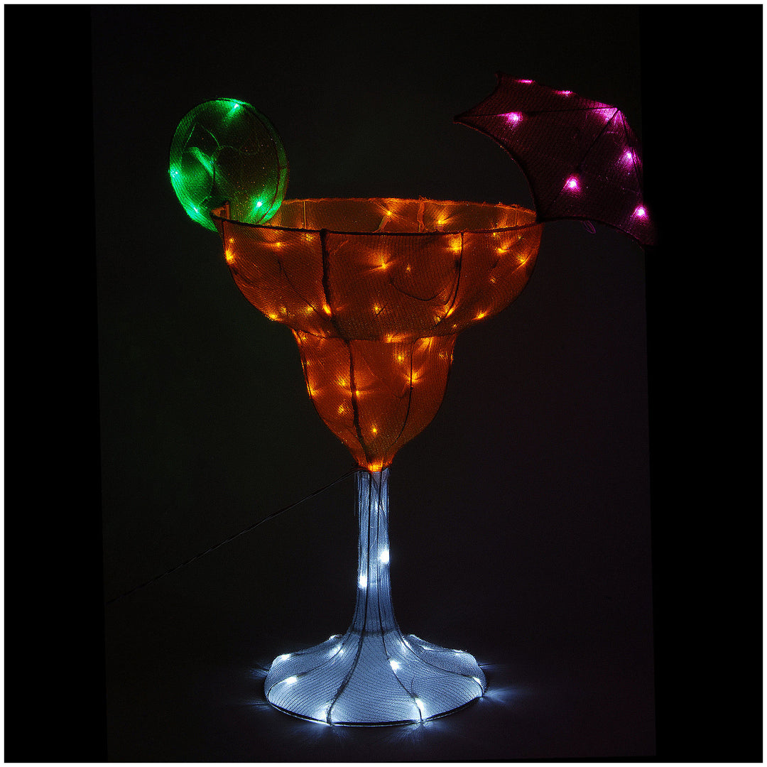 Pre-Lit Margarita Glass Outdoor Decoration, LED Lights, Plug In, Spring Collection, 36 Inches