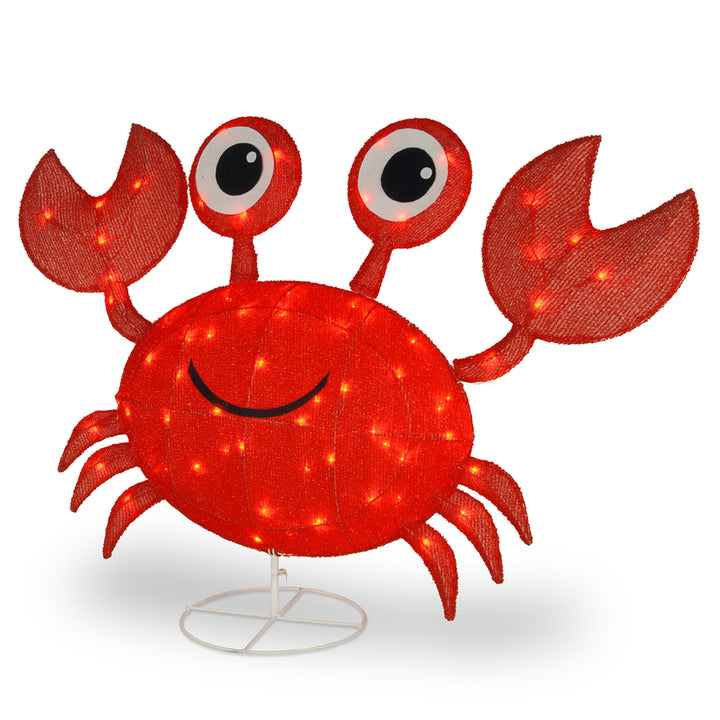 Pre-Lit Red Smiling Crab Outdoor Decoration, LED Lights, Plug In, Spring Collection, 48 Inches