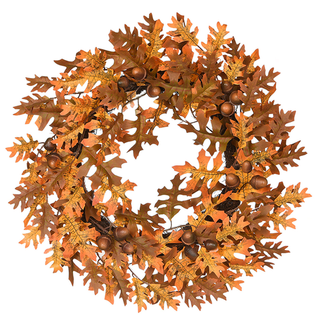 Artificial Autumn Wreath, Decorated with Acorns, Oak Leaves, Autumn Collection, 24 in