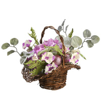 16 in. Easter  Wicker Basket Filled with Eggs and Flower Blooms - National Tree Company