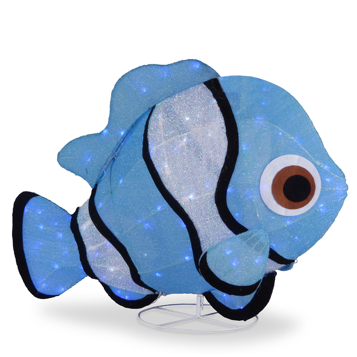 Pre-Lit Blue and White Clownfish Outdoor Decoration, LED Lights, Plug In, Spring Collection, 38 Inches - National Tree Company